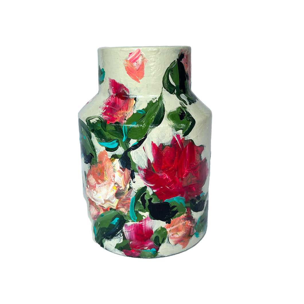 Cream Floral Painted Vase