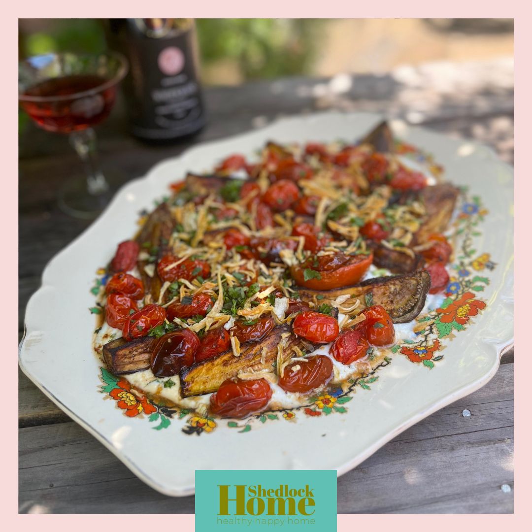 Roasted Tomato & Aubergine on a Zesty Creamy Dressing