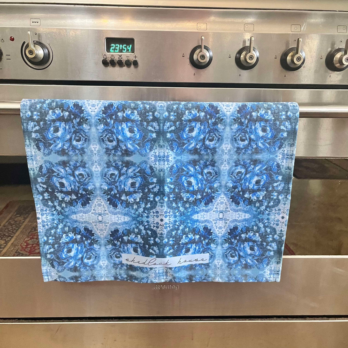 Blue Rose Tea Towel
