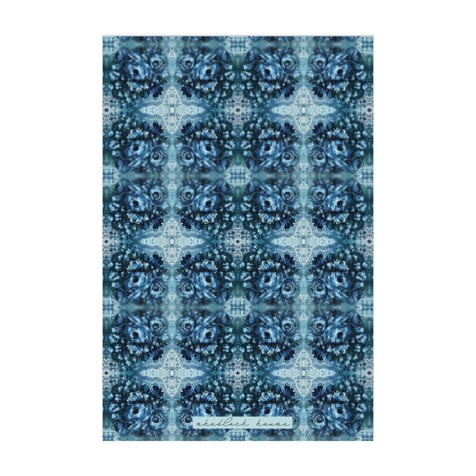 Blue Rose Tea Towel